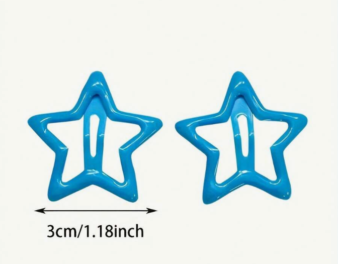 10 Colorful Star Shaped Hair Clips – Cute Star Metal Buckle Hair Accessories for Girls & Women, Fun Styling & Makeup Headwear