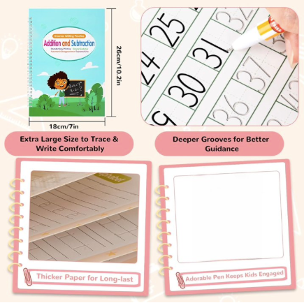 Magic Groove Set Preschool Learning Drawing English Letters Numbers Math 4 Pack