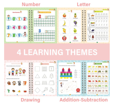 Magic Groove Set Preschool Learning Drawing English Letters Numbers Math 4 Pack