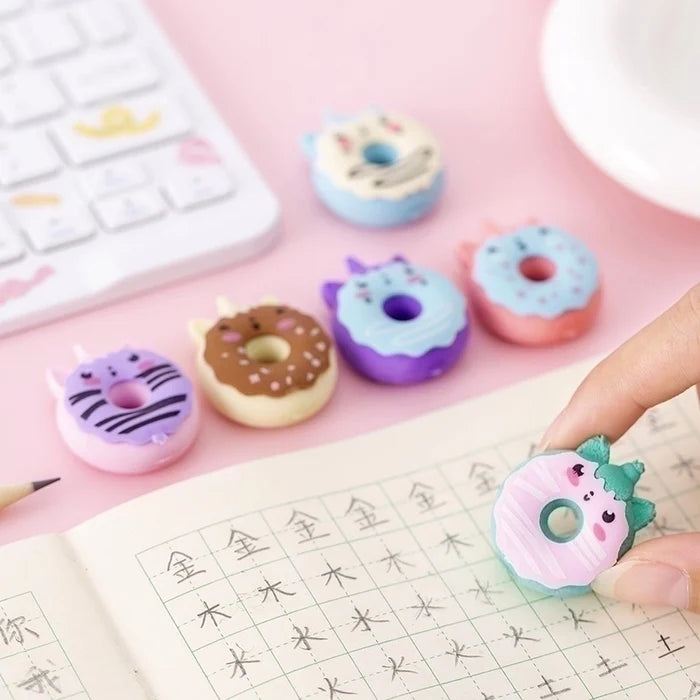 Unicorn Donut Shaped Erasers - 6 Pack