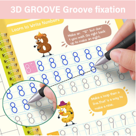 Magic Groove Set Preschool Learning Drawing English Letters Numbers Math 4 Pack