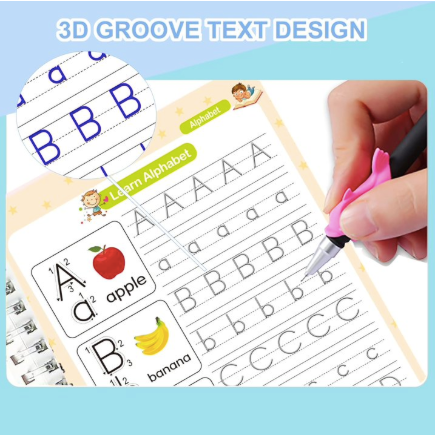 Magic Groove Set Preschool Learning Drawing English Letters Numbers Math 4 Pack