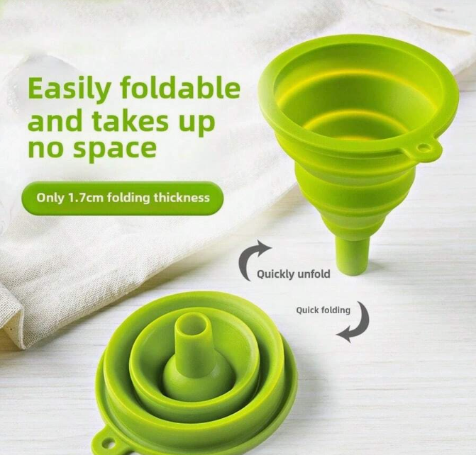 Silicone Collapsible Funnel – Space-Saving Foldable Kitchen Tool for Liquids & Oils
