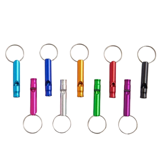 2-Pack Aluminum Dog Training & Survival Whistles with Keychain – Assorted Colors
