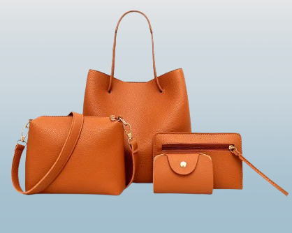 Women's 4-Piece Matching Handbag Set – Tote, Shoulder Bag, Clutch & Wallet