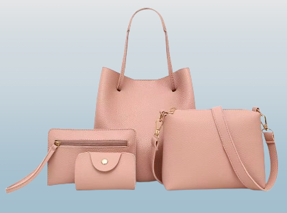 Women's 4-Piece Matching Handbag Set – Tote, Shoulder Bag, Clutch & Wallet