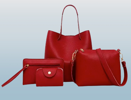 Women's 4-Piece Matching Handbag Set – Tote, Shoulder Bag, Clutch & Wallet