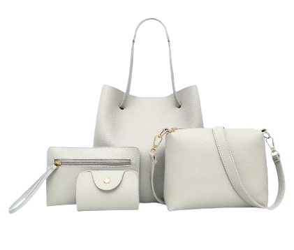 Women’s 4-Piece Matching Handbag Set – Tote, Shoulder Bag, Clutch & Wallet
