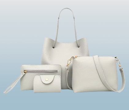 Women's 4-Piece Matching Handbag Set – Tote, Shoulder Bag, Clutch & Wallet