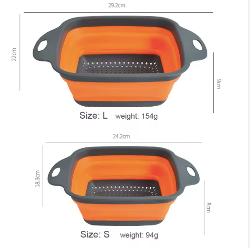 Fruit & Vegetable Silicone Colander, Foldable, Handles, Set of 2