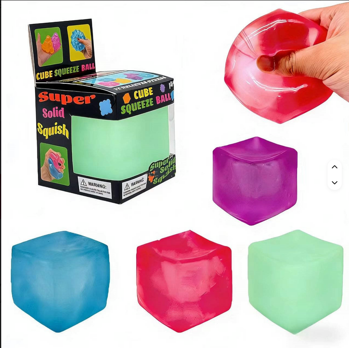 2-Inch Ice Cube Stress Relief Toy – Press-and-Squeeze Sensory Fidget Cube