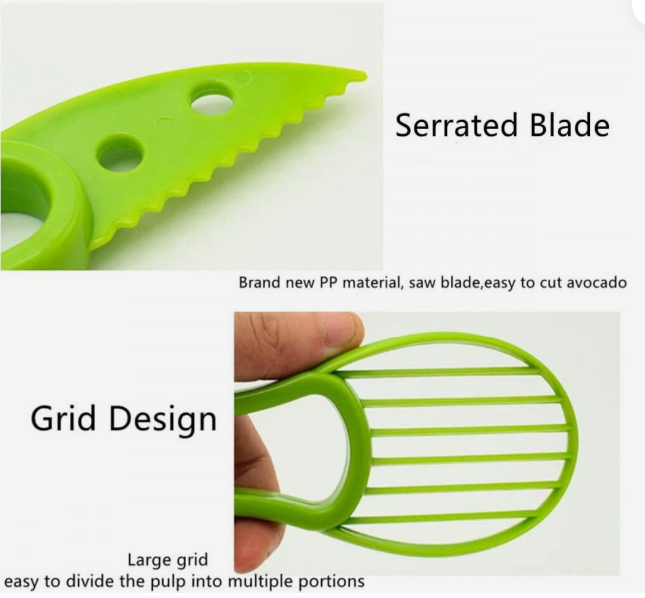 3-in-1 Avocado Tool – Serrated Cutter, Pit Remover & Slicer – Multifunction Kitchen Gadget
