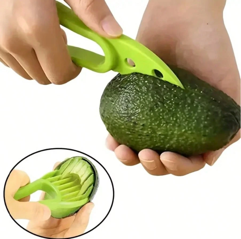3-in-1 Avocado Tool – Serrated Cutter, Pit Remover & Slicer – Multifunction Kitchen Gadget