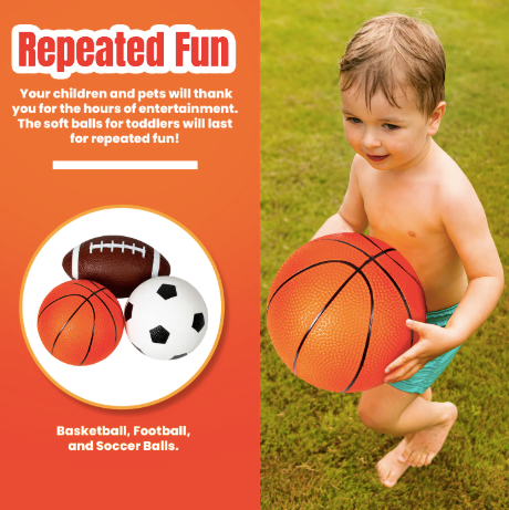 3-Pack Easy Grip Sports Balls Set – Football, Basketball & Soccer Ball