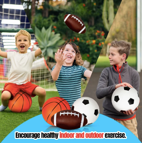 3-Pack Easy Grip Sports Balls Set – Football, Basketball & Soccer Ball