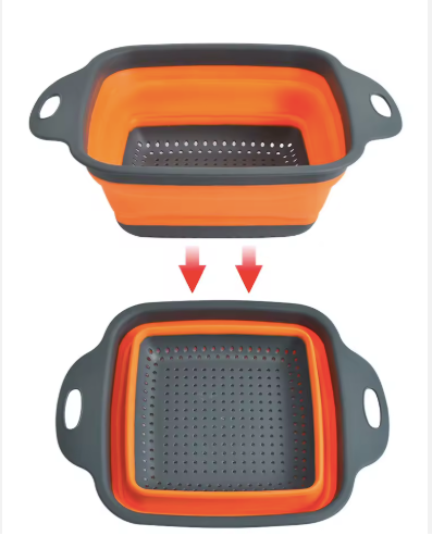 Fruit & Vegetable Silicone Colander, Foldable, Handles, Set of 2