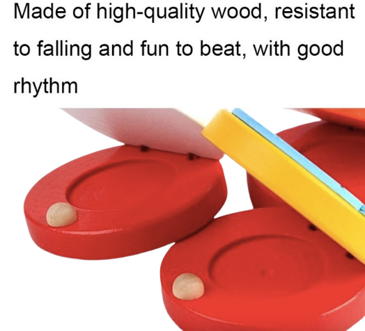 Safe Haven & CO Wooden Animal Castanets – Fun Musical Percussion Toy for Kids