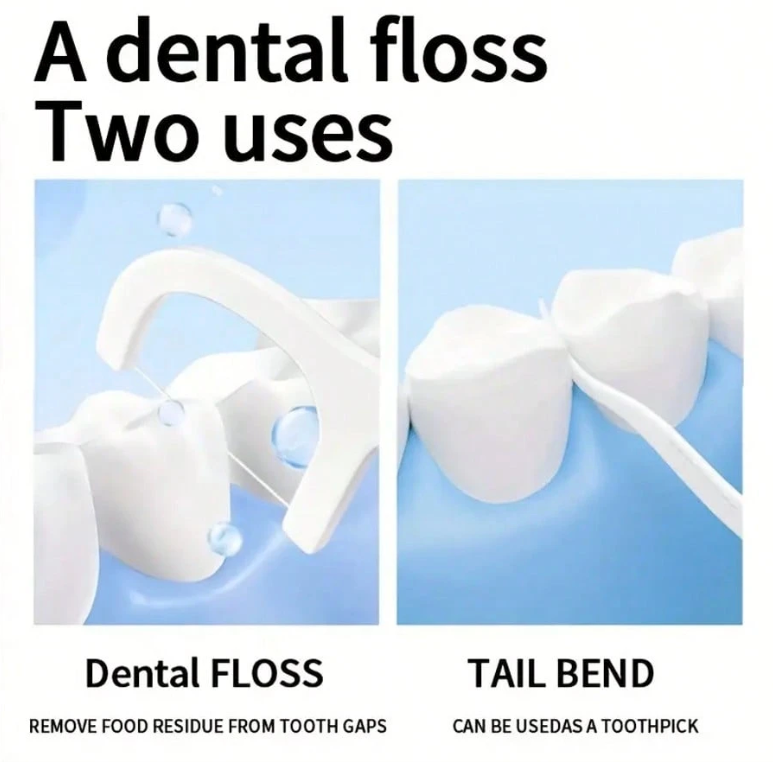 Double‑End Dental Floss Sticks – 50‑Pack of High Tension Lubricated Floss & Toothpick Combo