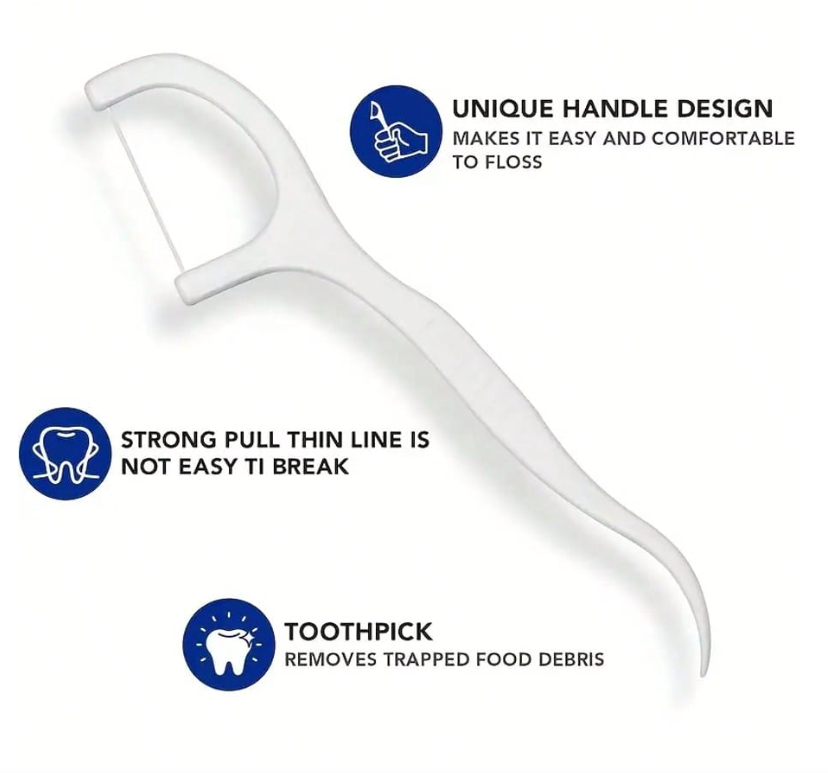 Double‑End Dental Floss Sticks – 50‑Pack of High Tension Lubricated Floss & Toothpick Combo