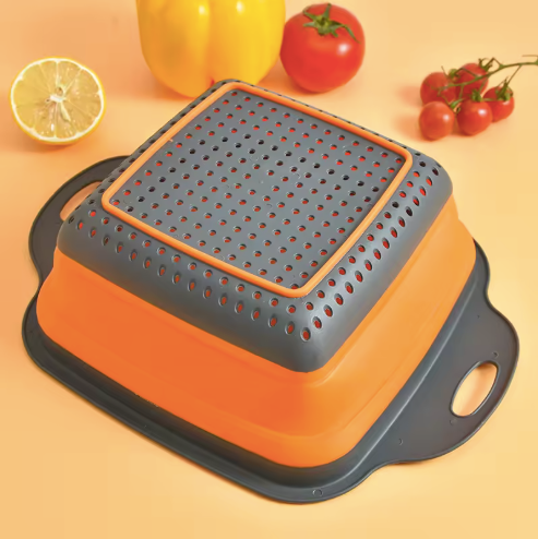 Fruit & Vegetable Silicone Colander, Foldable, Handles, Set of 2