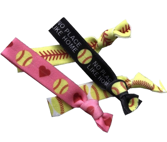 Safe Haven & CO Softball Hair Tie Set – 2 Packs of 4 Elastic Bands for Game Day or Everyday Wear