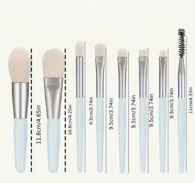 8-Piece Mini Multipurpose Makeup Brush Set – Portable Professional Beauty Kit
