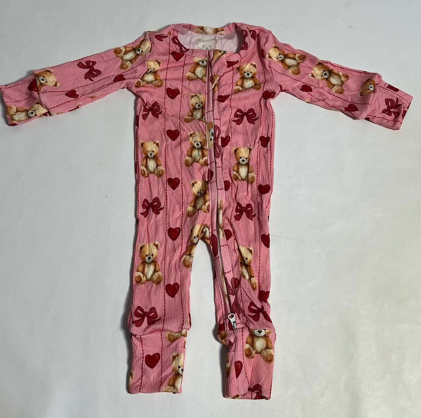 Baby & Toddler Ribbed Bamboo Pink Teddy Bear Zippy Sleeper – 3 Months to 3T