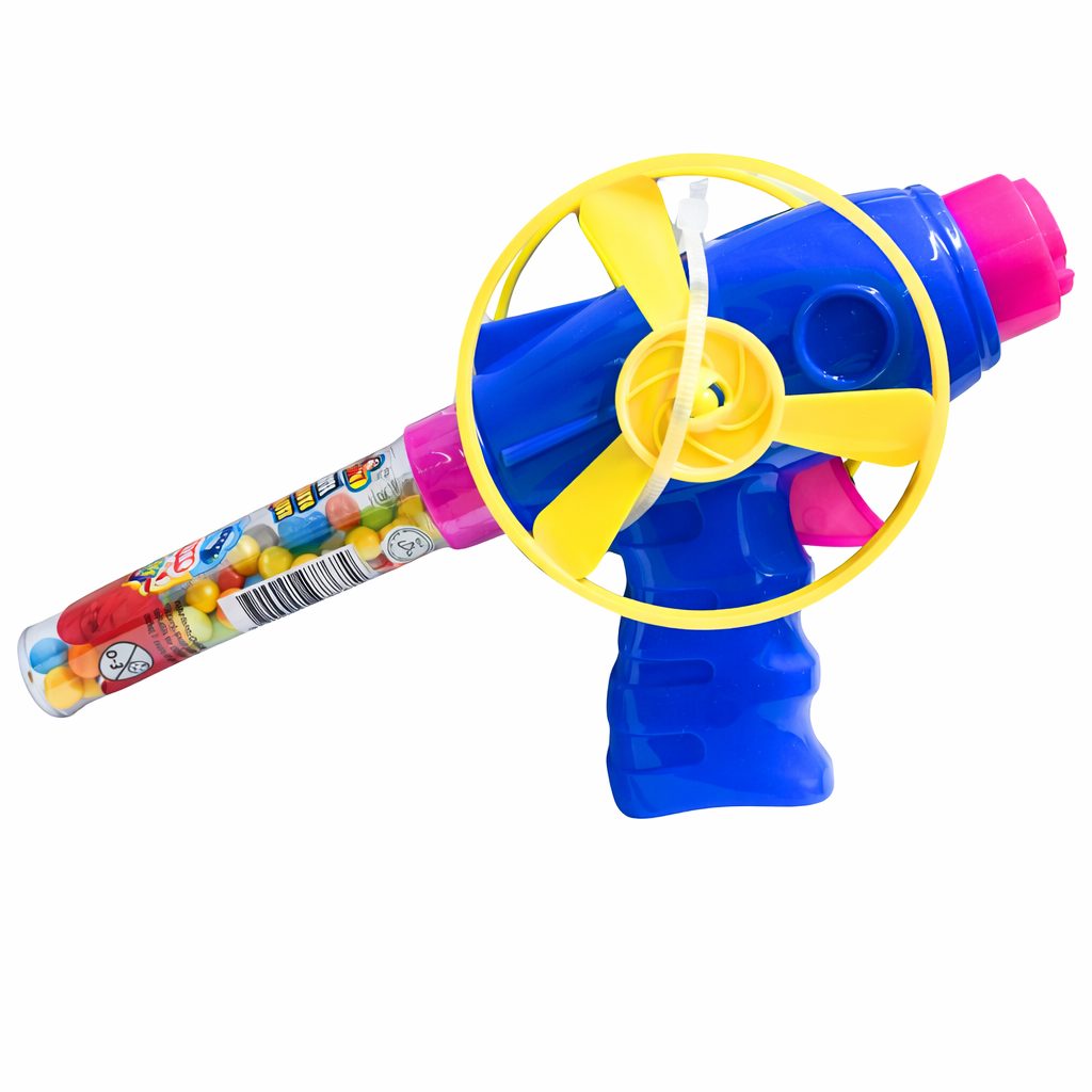 Albert’s Disc Launcher Toy with Candy Tube, 3-Pack Flying Disc Shooters for Kids, Assorted Colors