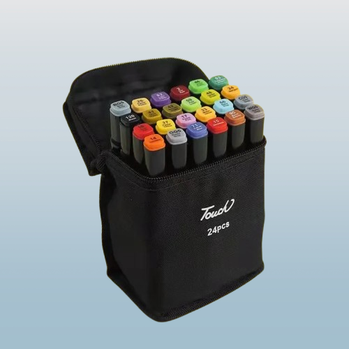 24-Piece Dual Tip Art Marker Set – Multicolor with Carrying Case