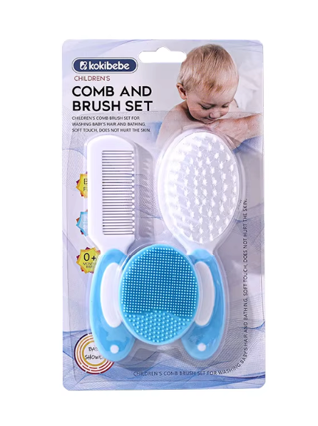 Kokibebe Baby Comb and Brush Set for Newborns, Soft Bristle Hairbrush and Infant Scalp Massager