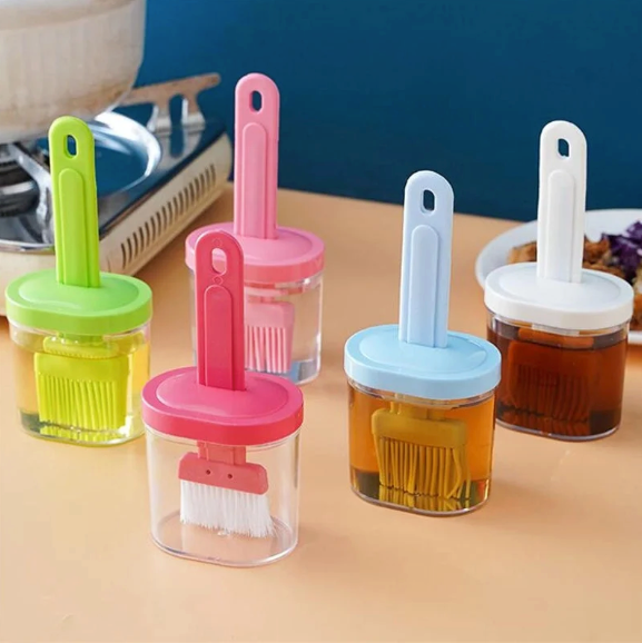 Silicone Oil Brush Dispenser – 2-in-1 Basting Brush & Sauce Container