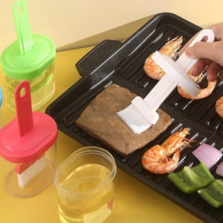 Silicone Oil Brush Dispenser – 2-in-1 Basting Brush & Sauce Container