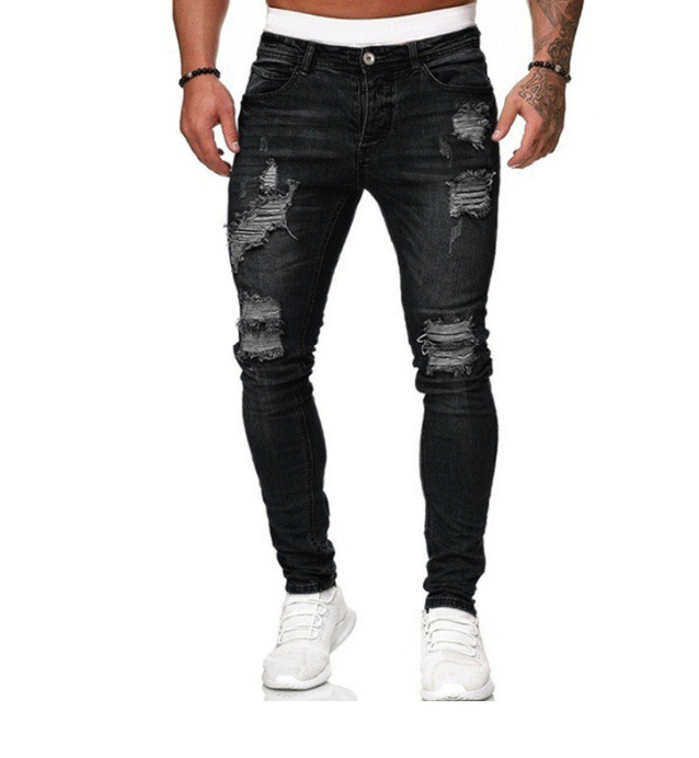 Men’s Distressed Skinny Fit Ripped Denim Jeans