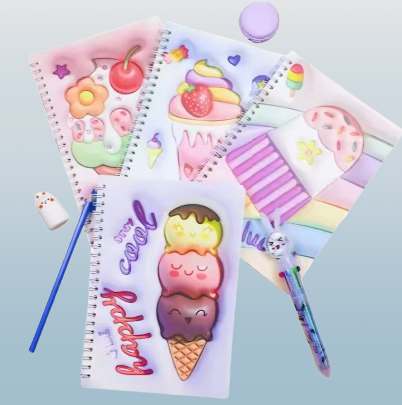 3D Cartoon Ice Cream Spiral Notebook