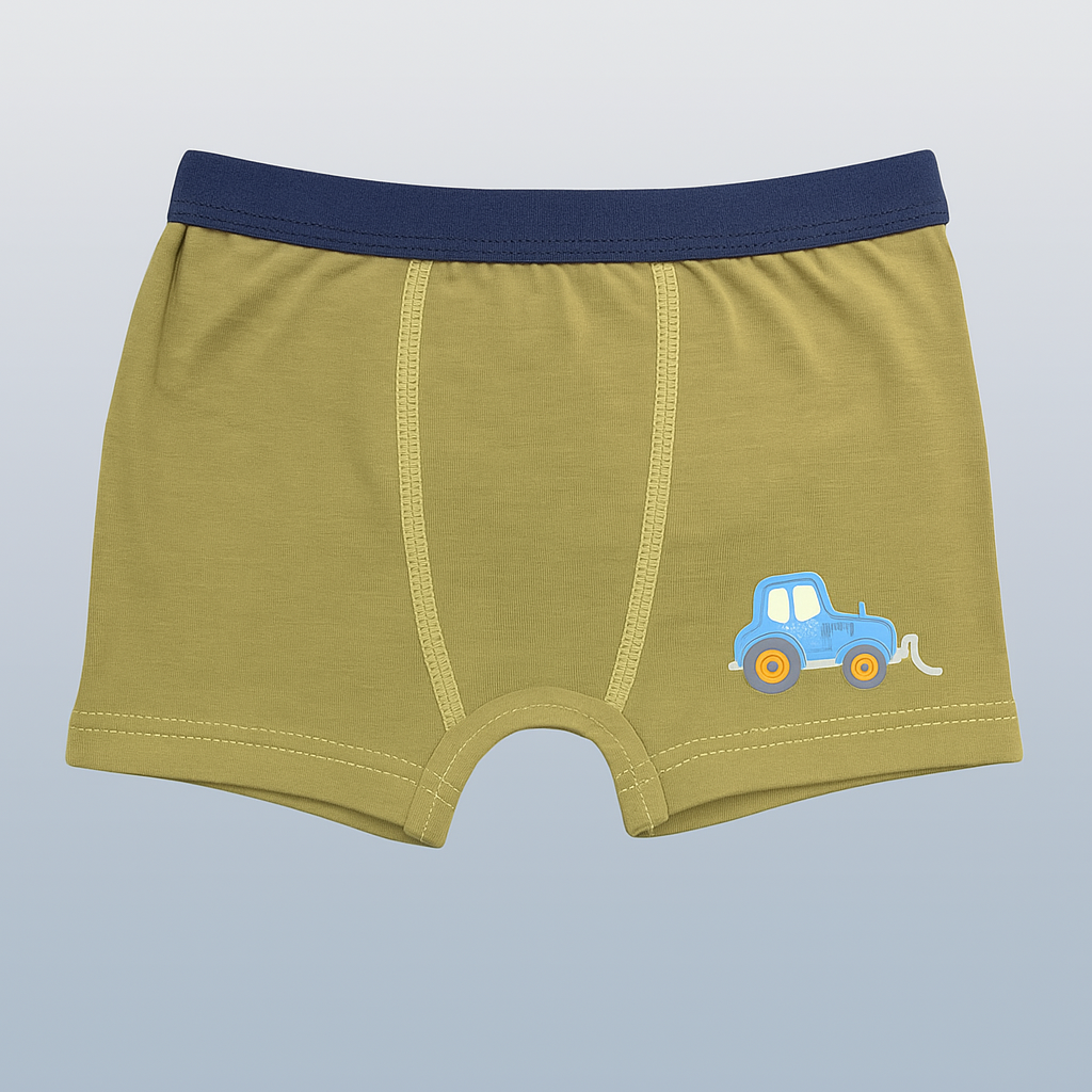 4-Pack Boys' Cartoon Construction-Themed Cotton Boxer Briefs