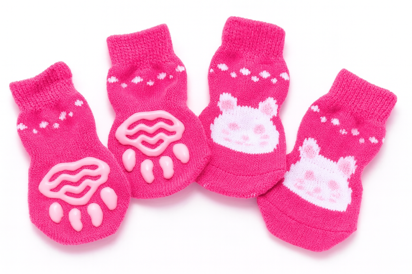 Cute Cartoon Non-Slip Pet Socks for Dogs and Cats – 4 Pcs Set