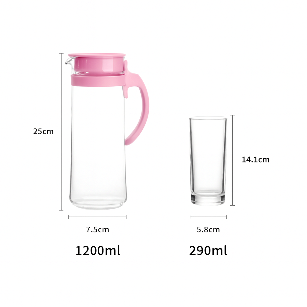 5-Piece Household Glass Water Pitcher & Tumbler Set