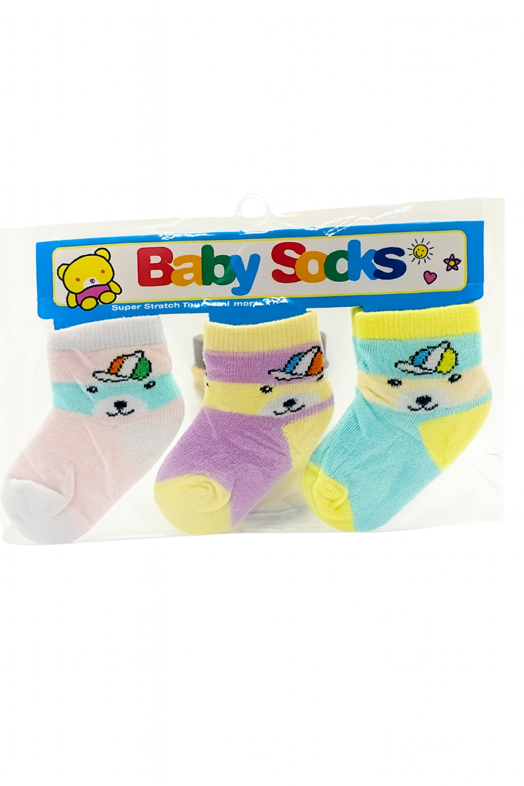 Assorted 3-Pair Baby Socks – Unisex Designs for Boys & Girls