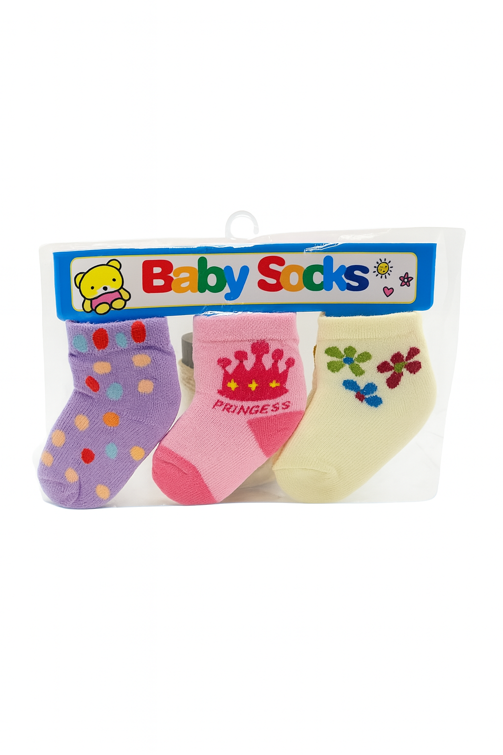 Assorted 3-Pair Baby Socks – Unisex Designs for Boys & Girls
