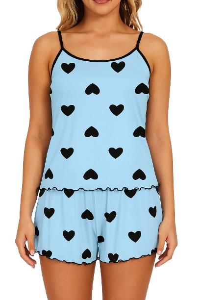 Women 2-Piece Heart or Bow Pajama Short Set