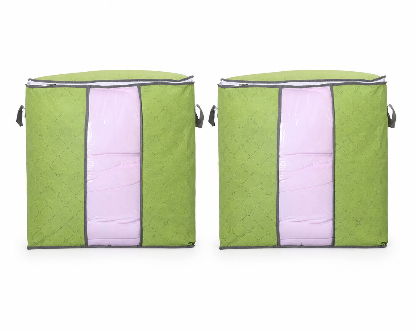 2-Pack Large Foldable Storage Bag with Handles – Transparent Front Window