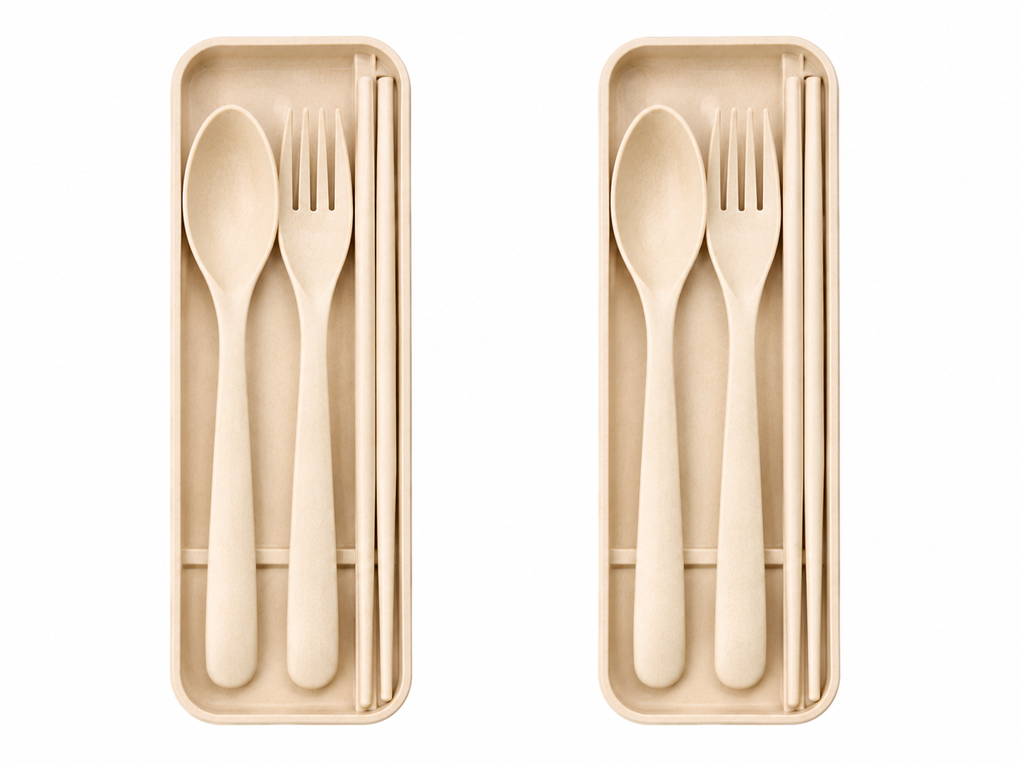 2-Pack Eco-Friendly Wheat Straw Portable Utensil Set – Compact Travel Cutlery Kit