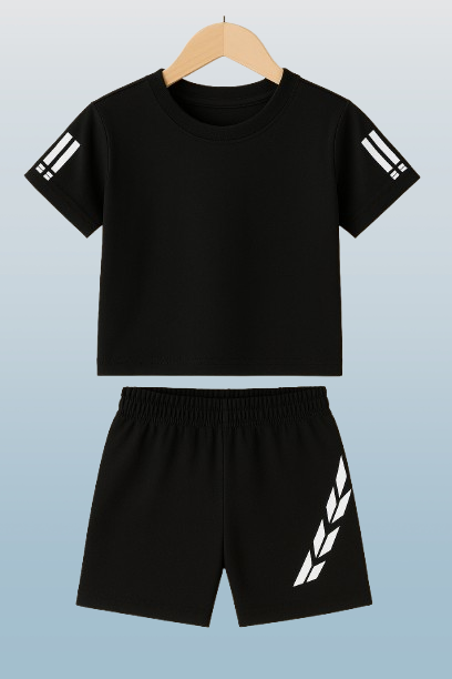 Kids 2-Piece Activewear Sports Set – Short Sleeve Top & Elastic Shorts / 4Y-10Y