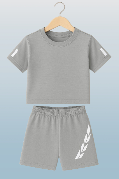 Kids 2-Piece Activewear Sports Set – Short Sleeve Top & Elastic Shorts / 4Y-10Y