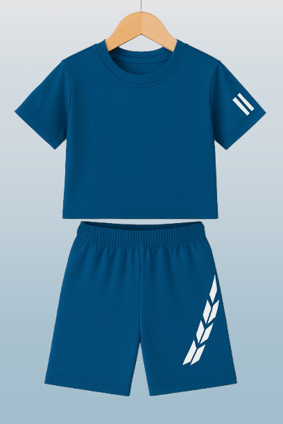 Kids 2-Piece Activewear Sports Set – Short Sleeve Top & Elastic Shorts / 4Y-10Y