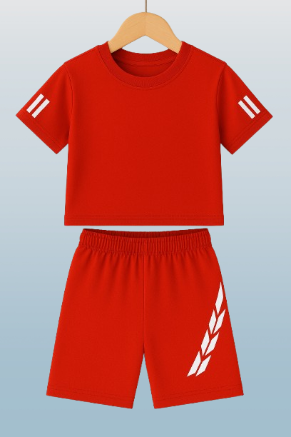 Kids 2-Piece Activewear Sports Set – Short Sleeve Top & Elastic Shorts / 4Y-10Y