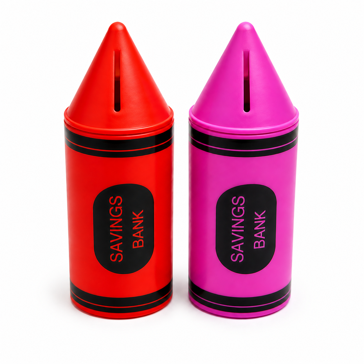Children’s 6" Crayon Savings Bank – Assorted Colors, 2-Pack