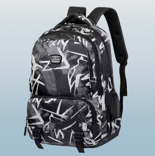 Waterproof Graffiti School Backpack – Multi-Compartment Laptop Travel Rucksack
