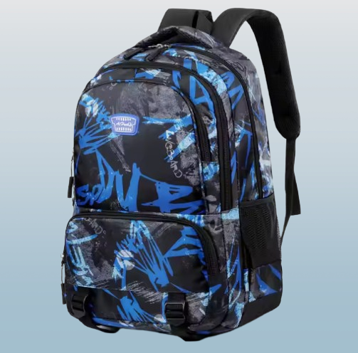 Waterproof Graffiti School Backpack – Multi-Compartment Laptop Travel Rucksack