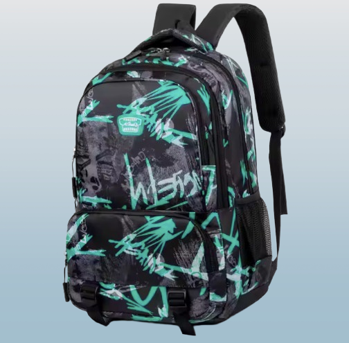 Waterproof Graffiti School Backpack – Multi-Compartment Laptop Travel Rucksack